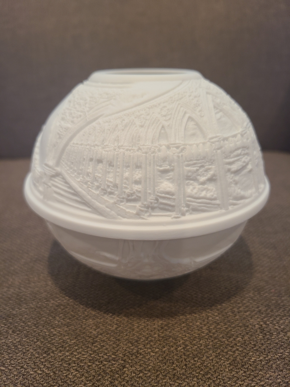 Vintage Limoges bisque porcelain fairy lamp (lithophane tea light holder) - Picture 3 of 7
